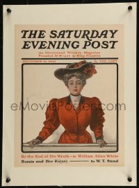9b0103 SATURDAY EVENING POST magazine cover December 16, 1905 Will Grefe art of fancy woman!