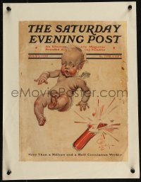 9b0104 SATURDAY EVENING POST magazine cover July 2, 1910 JC Leyendecker art of Cupid & firecracker!