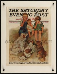 9b0112 SATURDAY EVENING POST magazine cover May 31, 1930 E. Tyler art of three children with dogs!