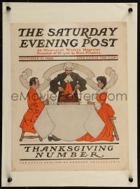 9b0101 SATURDAY EVENING POST magazine cover November 21, 1903 Moore art of man carving turkey!