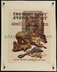 9b0114 SATURDAY EVENING POST magazine cover October 15, 1938 J.C. Leyendecker art of man & furnace!
