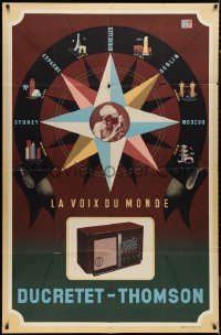 9b0133 DUCRETET THOMAS 38x58 French advertising poster 1939 Nathan art of compass & radio, rare!