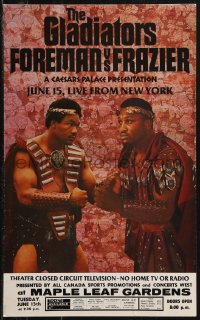 9b0124 FOREMAN VS FRAZIER 14x23 special poster 1976 closed circuit of the bout from New York!