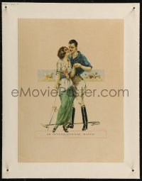9b0177 GABRIEL NICOLET linen 11x15 special poster 1910s art of polo player & lover, Int'l Match!