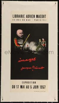 9b0170 IMAGES JACQUES PREVERT linen 8x18 French museum/art exhibition 1957 great Jaques Prevert art!