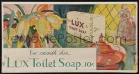 9b0136 LUX 11x21 advertising poster 1930s use their toilet soap for smooth skin, colorful art!