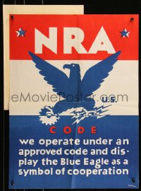 9b0127 NATIONAL RECOVERY ADMINISTRATION 19x25 special poster 1934 Blue Eagle, symbol of cooperation!