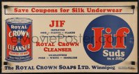 9b0137 ROYAL CROWN SOAP 11x21 Canadian advertising poster 1920s Jif has improved fine fluffy flakes!