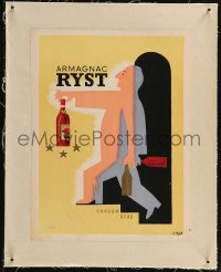 9b0174 RYST-DUPEYRON linen 10x13 French advertising poster 1943 Raymond Savignac art for armagnac!