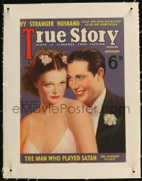 9b0183 TRUE STORY linen English magazine cover 1930s great portrait of Simone Simon!