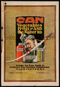 9b0115 CAN VEGETABLES FRUIT & THE KAISER TOO 14x21 WWI war poster 1918 J. Paul Verrees art, rare!