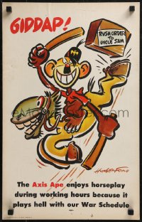 9b0118 GIDDAP RUSH ORDER TO UNCLE SAM 14x22 WWII war poster 1942 outrageous Hungerford art, rare!