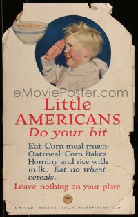 9b0119 LITTLE AMERICANS DO YOUR BIT 14x22 WWI war poster 1917 Cushman Parker art of child saluting!