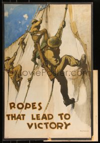9b0121 ROPES THAT LEAD TO VICTORY 19x29 English WWII war poster 1940s Staynes art of soldiers, rare!