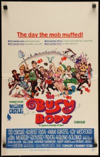 9b0261 BUSY BODY WC 1967 William Castle, great wacky art of entire cast by Frank Frazetta!
