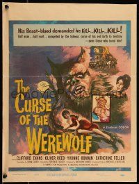 9b0275 CURSE OF THE WEREWOLF WC 1961 Hammer, Joseph Smith art of Oliver Reed holding victim, rare!
