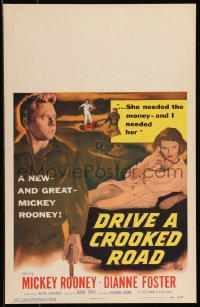 9b0282 DRIVE A CROOKED ROAD WC 1954 Mickey Rooney needed no-good Dianne Foster & she needed money!