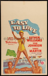 9b0286 EASY TO LOVE WC 1953 sexy swimmer Esther Williams stands on Van Johnson & Tony Martin!