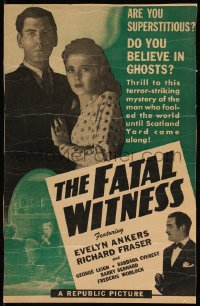 9b0293 FATAL WITNESS WC 1945 Evelyn Ankers, detective Richard Fraser w/ ghostly aunt, ultra rare!