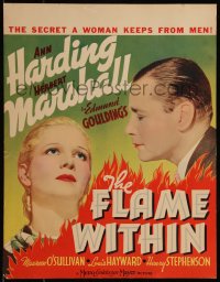 9b0295 FLAME WITHIN WC 1935 great close up of Ann Harding & Herbert Marshall over fire, very rare!