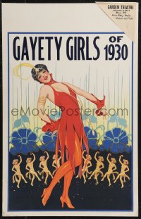 9b0299 GAYETY GIRLS OF 1930 stage play WC 1930 wonderful artwork of many showgirls dancing on stage!