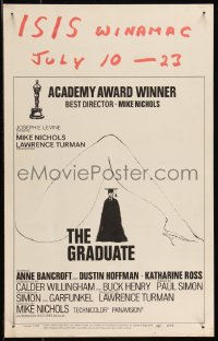 9b0304 GRADUATE WC 1968 Mike Nichols classic, great art of Dustin Hoffman under giant sexy leg!