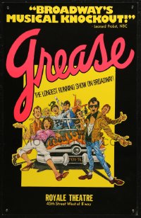9b0305 GREASE stage play WC 1972 the longest running show on Broadway, wonderful cast portrait art!