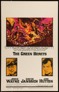 9b0306 GREEN BERETS WC 1968 John Wayne, David Janssen, Jim Hutton, cool Vietnam War art!