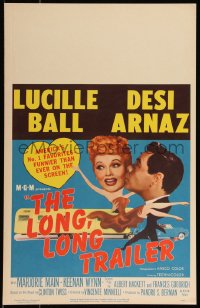 9b0330 LONG, LONG TRAILER WC 1954 wacky big head artwork of Desi Arnaz kissing Lucy Ball!