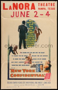 9b0348 NEW YORK CONFIDENTIAL WC 1955 Broderick Crawford, Richard Conte, Marilyn Maxwell, rare!
