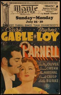 9b0352 PARNELL WC 1937 Clark Gable & Myrna Loy's love rocked foundations of an empire, ultra rare!
