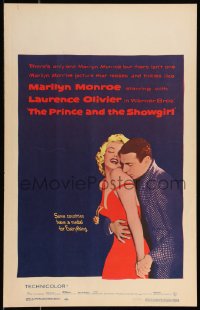 9b0356 PRINCE & THE SHOWGIRL WC 1957 Laurence Olivier nuzzles super sexy Marilyn Monroe's shoulder!
