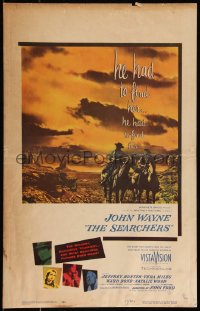 9b0367 SEARCHERS WC 1956 classic art of John Wayne & Jeff Hunter in Monument Valley, John Ford