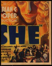 9b0368 SHE WC 1935 art of Helen Gahagan, directed by Irving Pichel, H. Rider Haggard, rare!