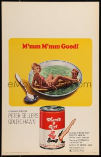 9b0391 THERE'S A GIRL IN MY SOUP WC 1971 Peter Sellers & Goldie Hawn, great Campbells soup can art!