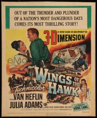 9b0406 WINGS OF THE HAWK 3D WC 1953 art of Van Heflin & Julia Adams, directed by Budd Boetticher!
