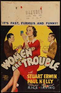 9b0410 WOMEN ARE TROUBLE WC 1936 Stu Erwin, Paul Kelly, Florence Rice, fast, furious & funny, rare!