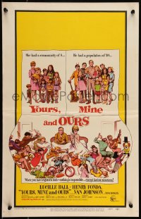 9b0416 YOURS, MINE & OURS WC 1968 art of Henry Fonda, Lucy Ball & their 18 kids by Frank Frazetta!