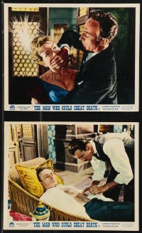 9c0550 MAN WHO COULD CHEAT DEATH 2 color English FOH LCs 1959 Hammer horror, cool images!