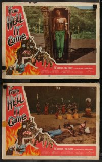 9c0341 FROM HELL IT CAME 2 LCs 1957 classic border art, wild images of native witchcraft rituals!