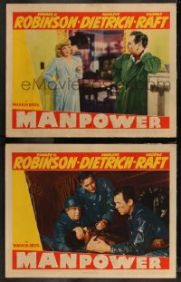 9c0358 MANPOWER 2 LCs 1941 George Raft, Edward G. Robinson, sexy Marlene Dietrich!