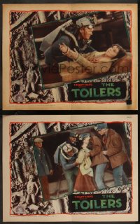 9c0389 TOILERS 2 LCs 1928 coal miner Douglas Fairbanks Jr. is trapped in a cave-in!