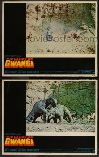 9c0395 VALLEY OF GWANGI 2 LCs 1969 Ray Harryhausen, FX images of cowboys and fighting dinosaurs!