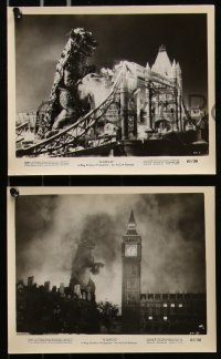 9c0721 GORGO 8 8x10 stills 1961 with great close up of the giant monster destroying London Bridge!