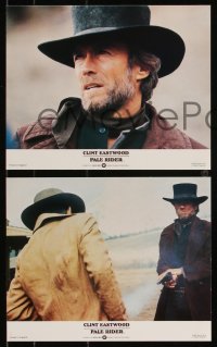 9c0540 PALE RIDER 3 color English FOH LCs 1985 images of cowboy Clint Eastwood, Michael Moriarity