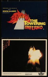 9c0514 TOWERING INFERNO 9 color English FOH LCs 1975 Fire Chief Steve McQueen, top cast, different!