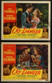 9c0233 CRY DANGER 5 LCs 1951 film noir, cool images of sexy Rhonda Fleming and Dick Powell!