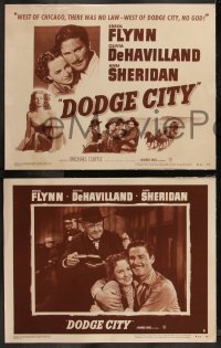 9c0058 DODGE CITY 8 LCs R1951 Errol Flynn, Olivia De Havilland, Michael Curtiz cowboy classic!