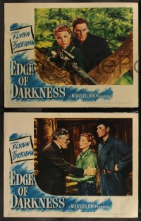 9c0207 EDGE OF DARKNESS 6 LCs 1943 great images of Errol Flynn & gorgeous Ann Sheridan!