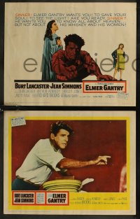 9c0061 ELMER GANTRY 8 LCs 1960 Jean Simmons, fiery preacher Burt Lancaster, Lewis Sinclair novel!